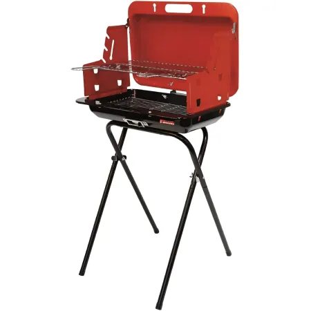 Barbecue a Carbonella Richiudibile Valigetta Rosso Griglia Regolabile