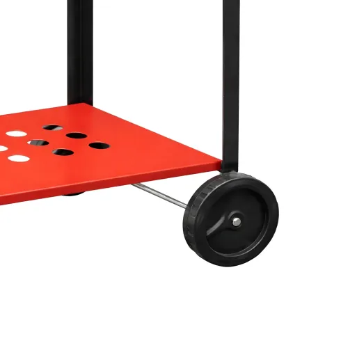 Barbecue a Carbonella 60x40x90 cm Coperchio Ruote Acciaio Rosso Nero