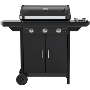 Barbecue a Gas Campignaz 3 Fuochi Coperchio Termometro Acciaio Nero