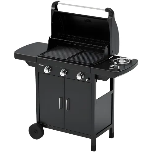 Barbecue a Gas Campignaz 3 Fuochi Coperchio Termometro Acciaio Nero