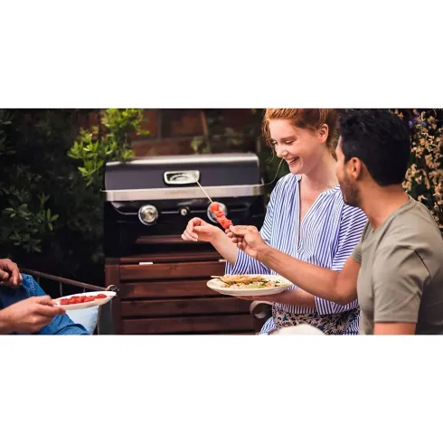 Barbecue a Gas 2 Fuochi Campignaz da Tavolo 65x52x36 cm Coperchio