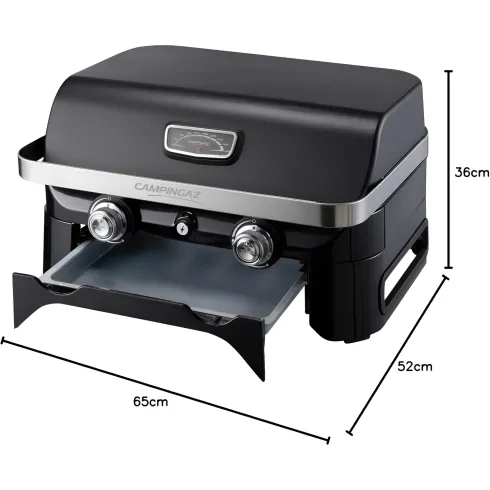 Barbecue a Gas 2 Fuochi Campignaz da Tavolo 65x52x36 cm Coperchio
