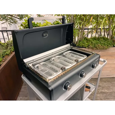 Barbecue a Gas Campignaz Plancha 3 Fuochi 76x56x31 cm Piastra Ghisa