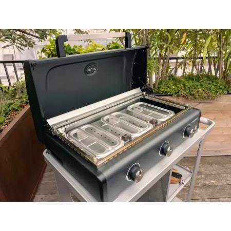 Barbecue a Gas Campignaz Plancha 3 Fuochi 76x56x31 cm Piastra Ghisa