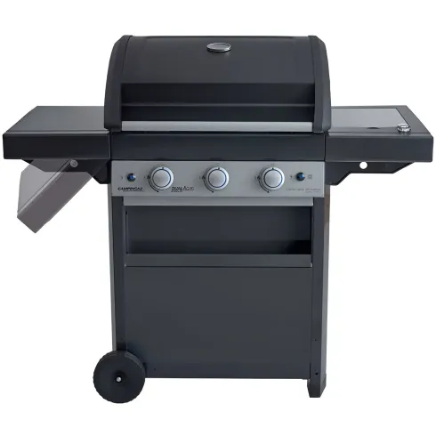Barbecue Gas Campignaz 3 Fuochi Ruote Acciaio Inox Nero 144x60x116 cm