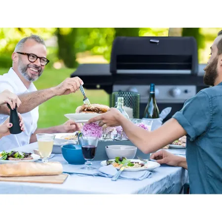 Barbecue Gas Campignaz 3 Fuochi Ruote Acciaio Inox Nero 144x60x116 cm