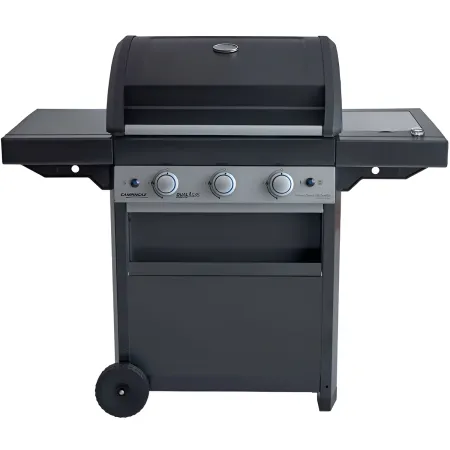 Barbecue Gas Campignaz 3 Fuochi Ruote Acciaio Inox Nero 144x60x116 cm