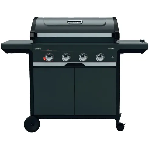 Barbecue Gas Campignaz 4 Fuochi Ruote Acciaio Inox Nero 127x57x113 cm