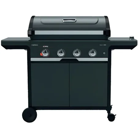 Barbecue Gas Campignaz 4 Fuochi Ruote Acciaio Inox Nero 127x57x113 cm