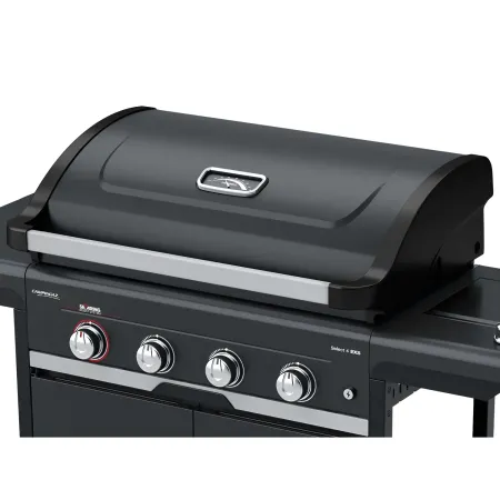 Barbecue Gas Campignaz 4 Fuochi Ruote Acciaio Inox Nero 127x57x113 cm
