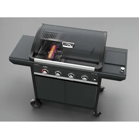 Barbecue Gas Campignaz 4 Fuochi Ruote Acciaio Inox Nero 127x57x113 cm