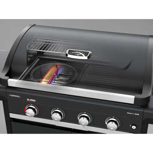 Barbecue Gas Campignaz 4 Fuochi Ruote Acciaio Inox Nero 127x57x113 cm