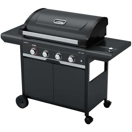 Barbecue Gas Campignaz 4 Fuochi Ruote Acciaio Inox Nero 127x57x113 cm