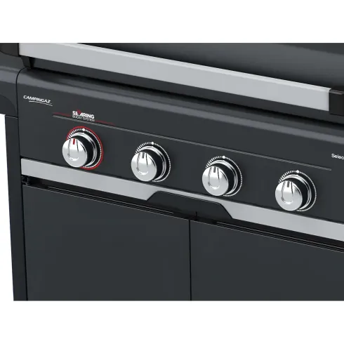 Barbecue Gas Campignaz 4 Fuochi Ruote Acciaio Inox Nero 127x57x113 cm