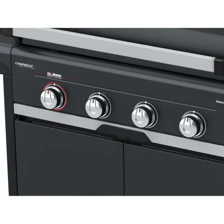 Barbecue Gas Campignaz 4 Fuochi Ruote Acciaio Inox Nero 127x57x113 cm