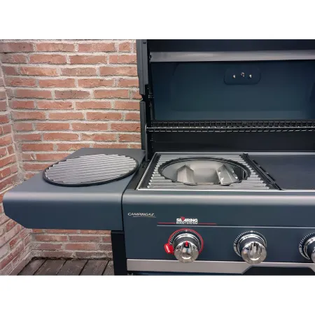 Barbecue Gas Campignaz 4 Fuochi Ruote Acciaio Inox Nero 127x57x113 cm