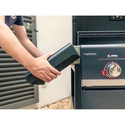 Barbecue Gas Campignaz 4 Fuochi Ruote Acciaio Inox Nero 127x57x113 cm