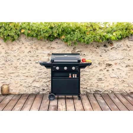 Barbecue Gas Campignaz 3 Fuochi Ripiani Laterali Nero 91x53x108 cm