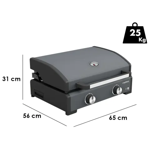 Barbecue a Gas Campignaz Plancha 65x56x31 cm 2 Fuochi Piastra Ghisa