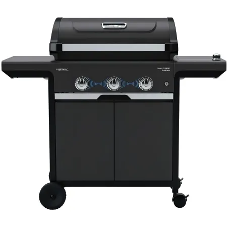 Barbecue Gas Campignaz 3 Fuochi Ripiani Laterali Nero 115x57x113 cm