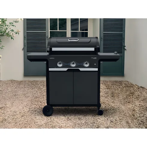 Barbecue Gas Campignaz 3 Fuochi Ripiani Laterali Nero 115x57x113 cm