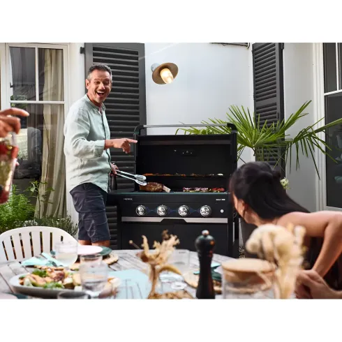 Barbecue Gas Campignaz 3 Fuochi Ripiani Laterali Nero 115x57x113 cm