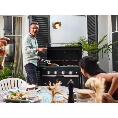 Barbecue Gas Campignaz 3 Fuochi Ripiani Laterali Nero 115x57x113 cm