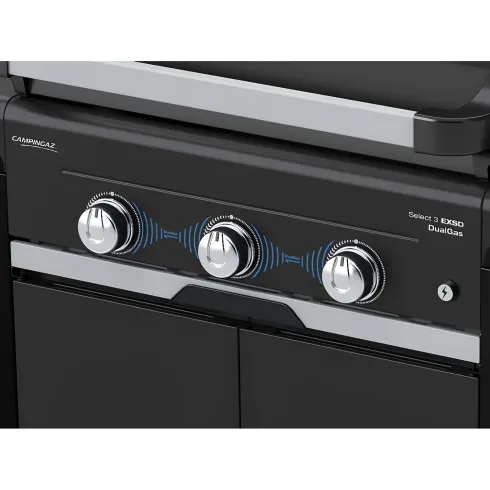 Barbecue Gas Campignaz 3 Fuochi Ripiani Laterali Nero 115x57x113 cm