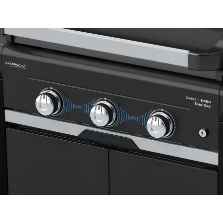 Barbecue Gas Campignaz 3 Fuochi Ripiani Laterali Nero 115x57x113 cm