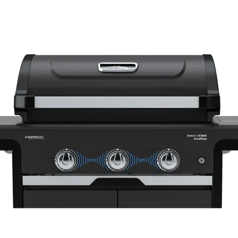 Barbecue Gas Campignaz 3 Fuochi Ripiani Laterali Nero 115x57x113 cm