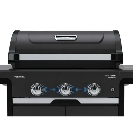 Barbecue Gas Campignaz 3 Fuochi Ripiani Laterali Nero 115x57x113 cm