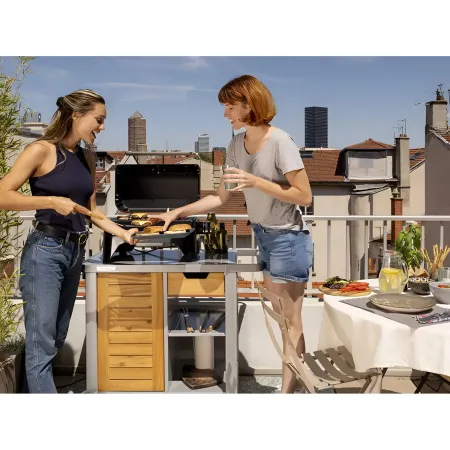 Barbecue Elettrico da Tavolo Campignaz 2200W Griglia Ghisa Coperchio