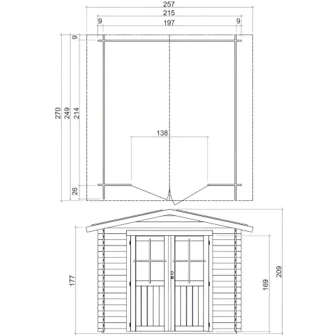 Casetta in Legno 2x2.5 25 mm con Pavimento Rimessa Porta Attrezzi da Giardino | BricoShop24