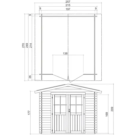 Casetta in Legno 2x2.5 25 mm con Pavimento Rimessa Porta Attrezzi da Giardino | BricoShop24