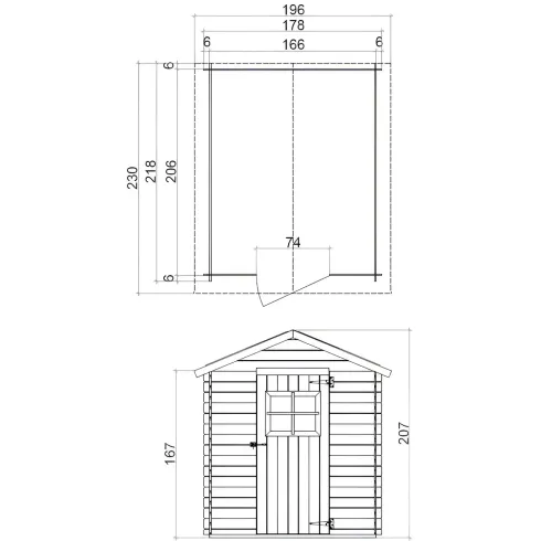 Casetta in Legno con Pavimento 178x218x205 cm Porta Attrezzi da Giardino