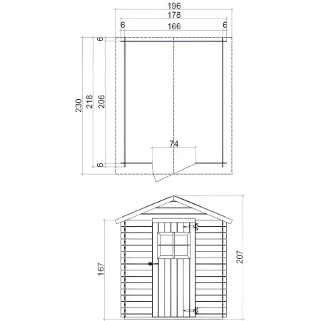 Casetta in Legno con Pavimento 178x218x205 cm Porta Attrezzi da Giardino