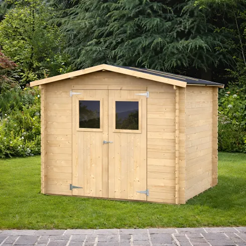 Casetta in Legno Blockhouse 2.5x2 19 mm con Pavimento Ricovero Attrezzi Giardino | BricoShop24