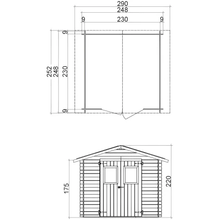 Casetta in Legno 2.5x2.5 19 mm con Pavimento Rimessa Ricovero Attrezzi Giardino | BricoShop24