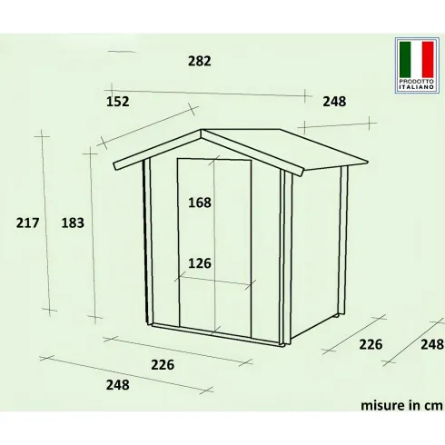 Casetta in Legno 2.5x2.5 19 mm con Pavimento Rimessa Ricovero Attrezzi Giardino | BricoShop24