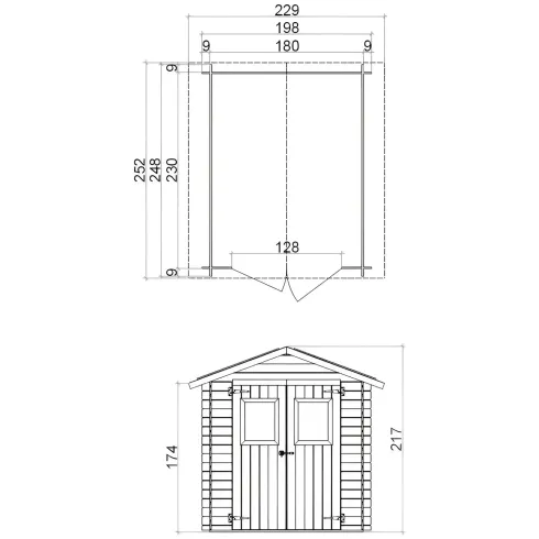 Casetta con Pavimento Rimessa per Attrezzi da Giardino in Legno 2x2.5