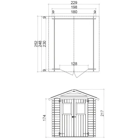 Casetta con Pavimento Rimessa per Attrezzi da Giardino in Legno 2x2.5