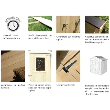 Casetta in Legno 2x2 da Esterno Giardino Capanno Porta Attrezzi Box Ricovero