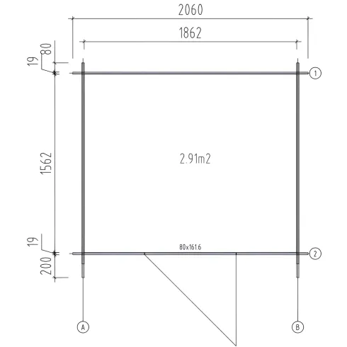 Casetta in Legno Impregnato 19 mm 206x176 cm Blockhouse Porta Vetrata