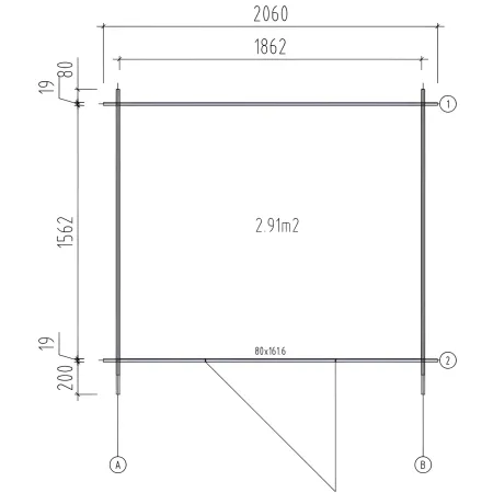 Casetta in Legno Impregnato 19 mm 206x176 cm Blockhouse Porta Vetrata