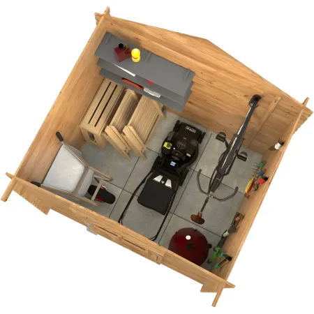 Casetta in Legno Impregnato 19 mm 206x176 cm Blockhouse Porta Vetrata