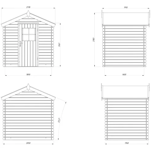Casetta in Legno Impregnato 19 mm 206x176 cm Blockhouse Porta Vetrata
