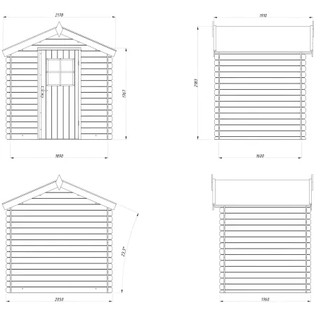 Casetta in Legno Impregnato 19 mm 206x176 cm Blockhouse Porta Vetrata