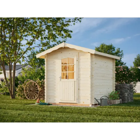 Casetta in Legno Grezzo 28 mm 218x218 cm Blockhouse con Pavimento