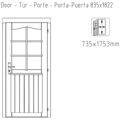 Casetta in Legno Grezzo 28 mm 218x218 cm Blockhouse con Pavimento