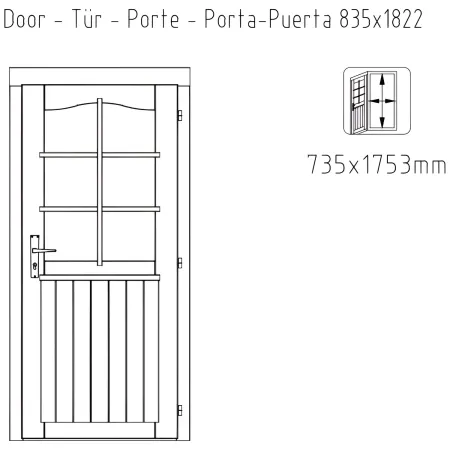 Casetta in Legno Grezzo 28 mm 218x218 cm Blockhouse con Pavimento